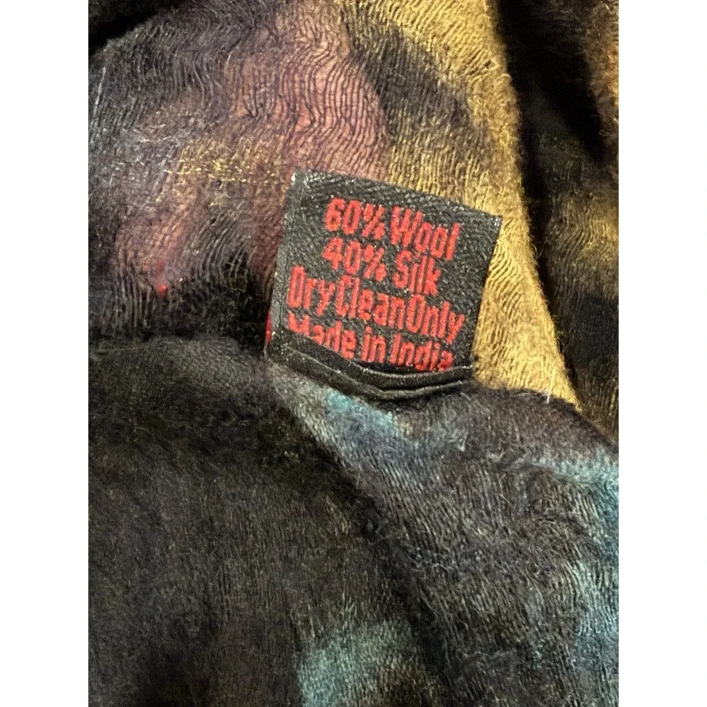 Asian Eye Soft Wool Silk Blend‎ Rectangle Scarf Shawl 61